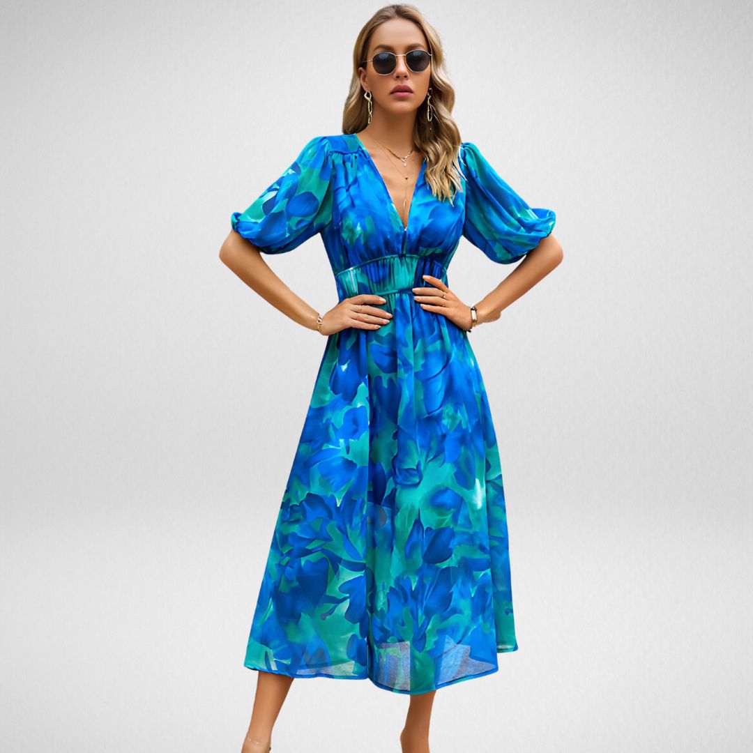 Rosa – Robe mi-longue à imprimé abstrait