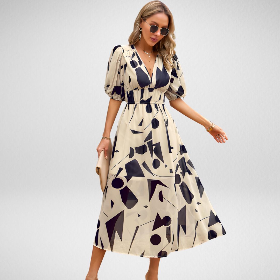 Rosa – Robe mi-longue à imprimé abstrait