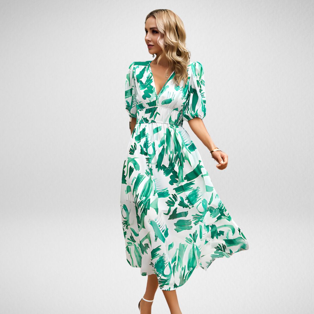 Rosa – Robe mi-longue à imprimé abstrait