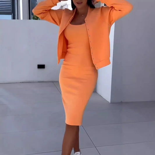 Amalia - Ensemble décontracté avec robe et gilet