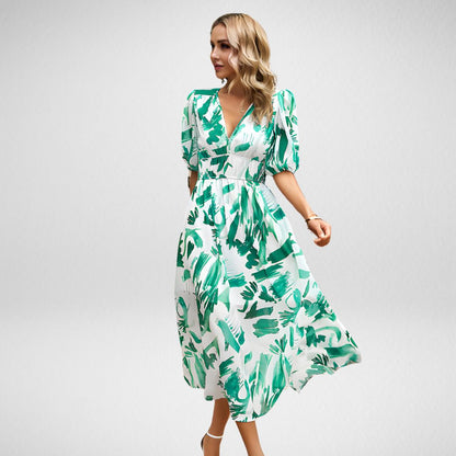 Rosa – Robe mi-longue à imprimé abstrait